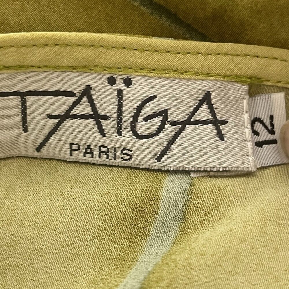 Taiga Paris Vintage Women's Size 12 Midi Tulip Wrap Skirt Side Tie Olive Floral - Picture 9 of 11